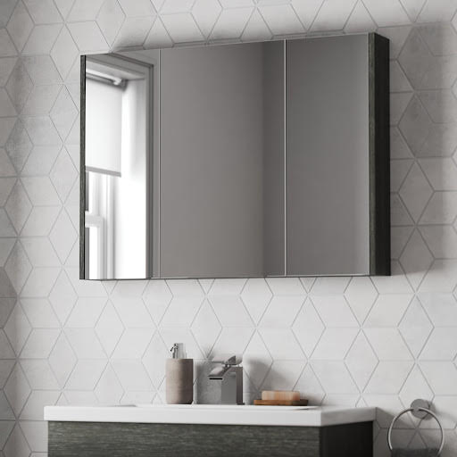 Artis Grey Triple Door Bathroom Mirror Cabinet 650 x 900mm