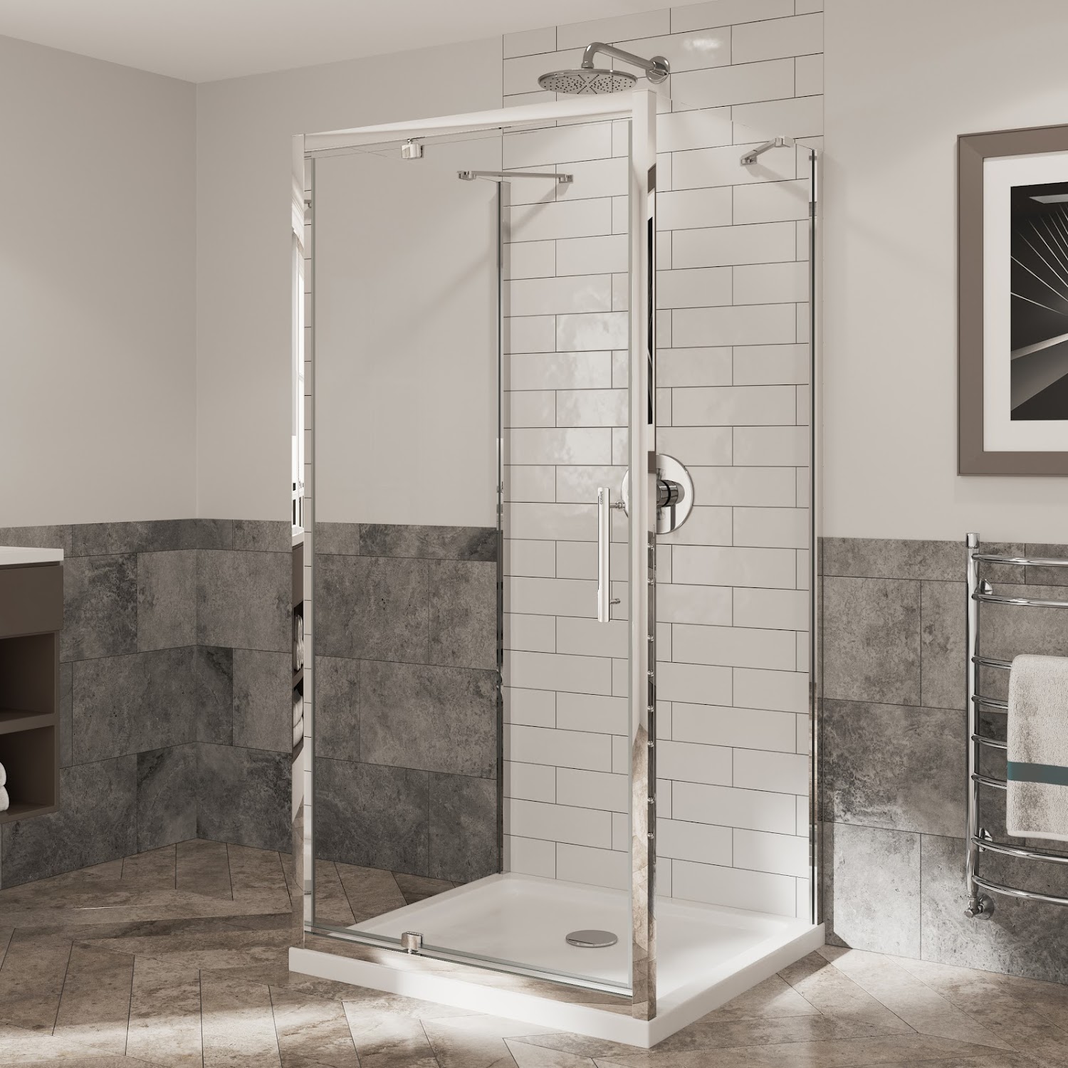 3 sided shower cubicles uk