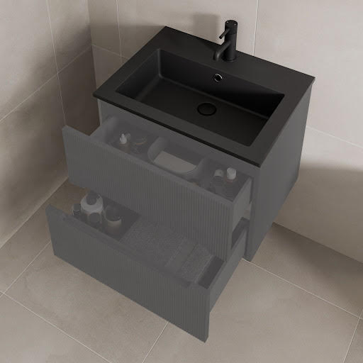 Affine Recessed Stone Resin Bathroom Basin 800mm – Matt Black