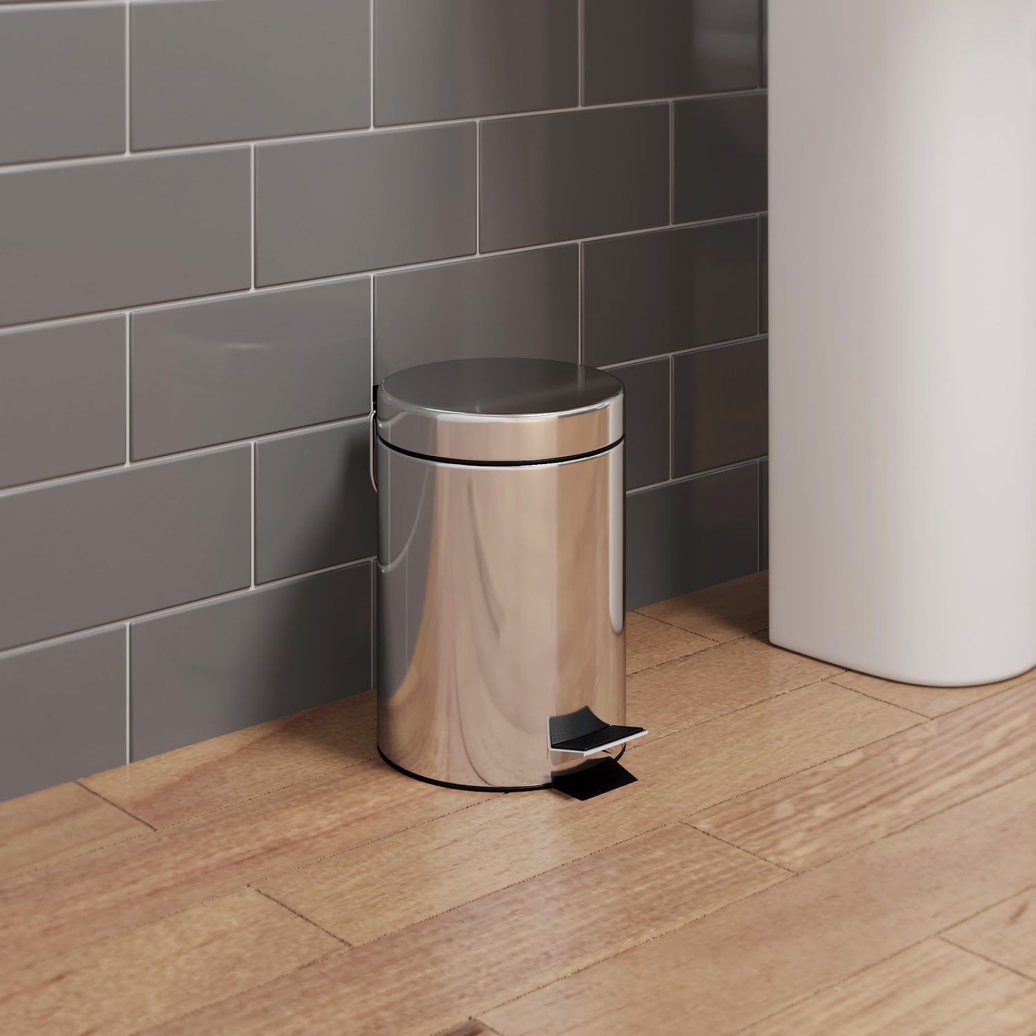 Architeckt Bathroom Toilet WC Rubbish Waste Bin Rectangular Pedal Chrome 5 Litre Architeckt Bathroom Toilet WC Rubbish Waste Bin Rectangular Pedal Chrome 5 Litre