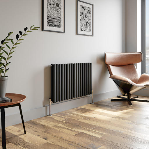 DuraTherm Horizontal Oval Tube Double Panel Designer Radiator - 600 x 1020mm Anthracite