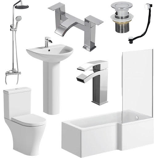 Ceramica Arles Bathroom Suite with 1700mm RH Bath, Toilet, Basin, Taps, Shower, Screen & Waste