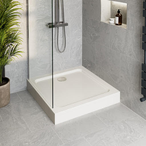 Podium Raised Square Non-Slip Shower Tray 700 x 700mm with Waste