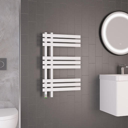 Solaro Loddon 800 x 500mm Electric Heated Towel Radiator - Matt White