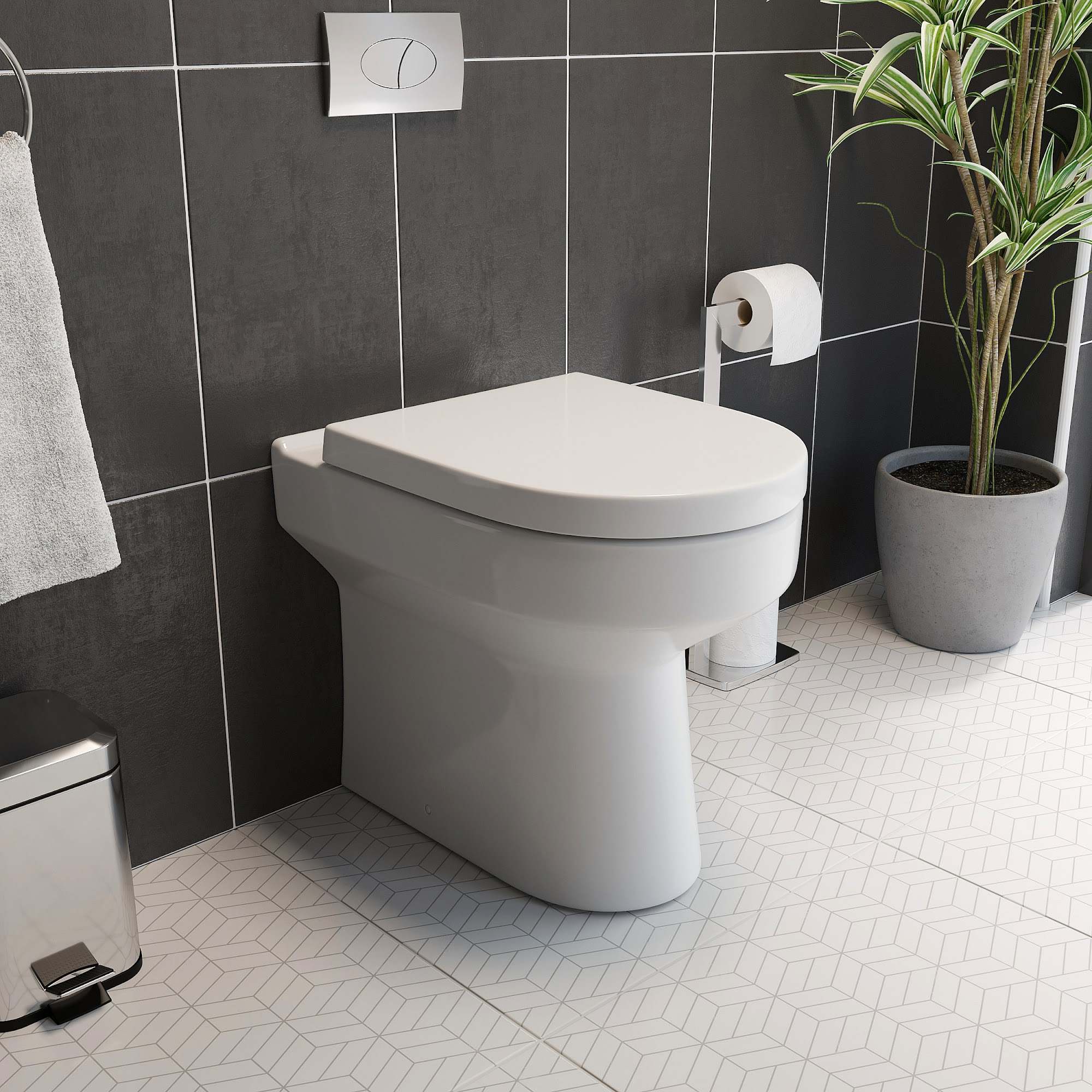 Back To Wall BTW Toilet Pan Concealed Cistern Unit 500mm Soft Close Top Fix Seat eBay