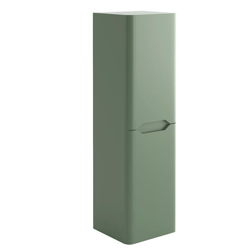 Scudo Ella Green Wall Hung Tall Bathroom Storage Cabinet 1400mm x 350mm