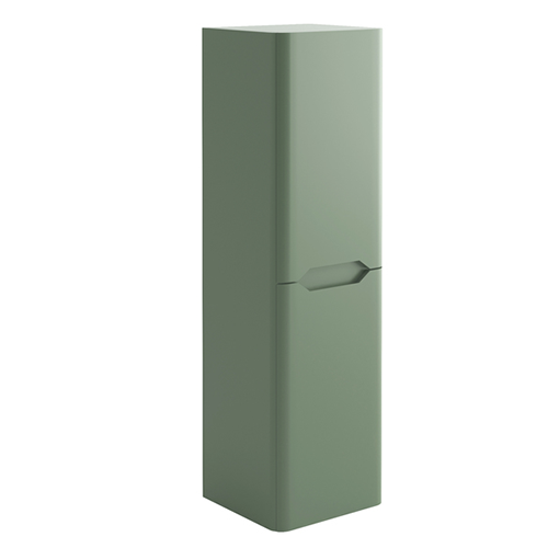 Scudo Ella Green Wall Hung Tall Bathroom Storage Cabinet 1400mm x 350mm