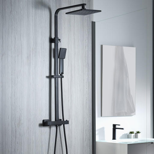 Aqualisa Deco Thermostatic Mixer Shower with Square Bar Valve Matt Black