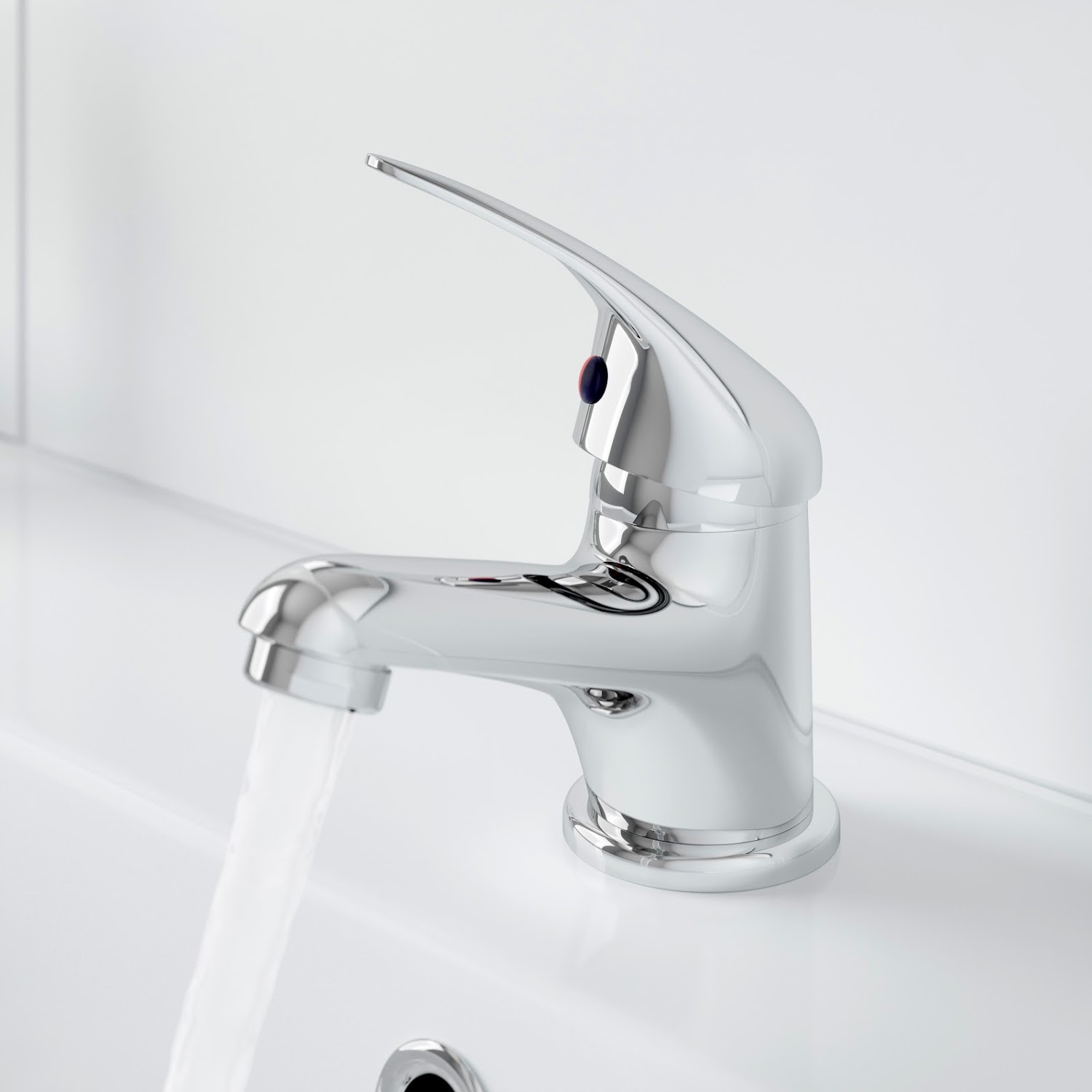 Bathroom Basin Sink Monobloc Mixer Tap Chrome Finish Curved Modern