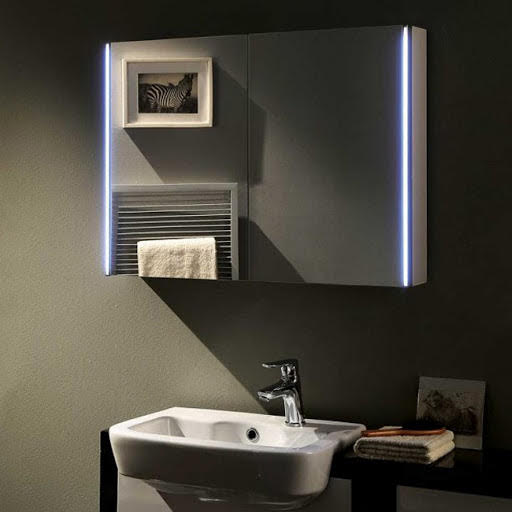 Mirrored Bathroom Cabinets With Lights, Bathroom Cabinet Mirror Light Shaver Socket Set