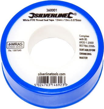 Silverline White PTFE Tape 12mm x 12m