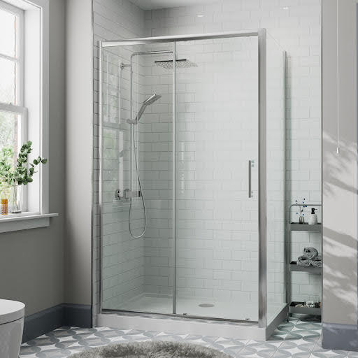 Diamond Sliding Shower Enclosure 1000 x 700mm with Raised Tray and Waste - 8mm