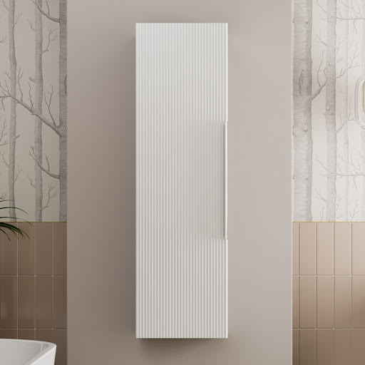 Artis Fluted White Tall Storage Cabinet - 1200 x 350mm