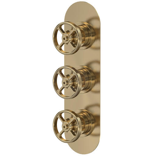 Hudson Reed Revolution Concealed Shower Valve with Diverter - Brushed Brass, Triple Outlet