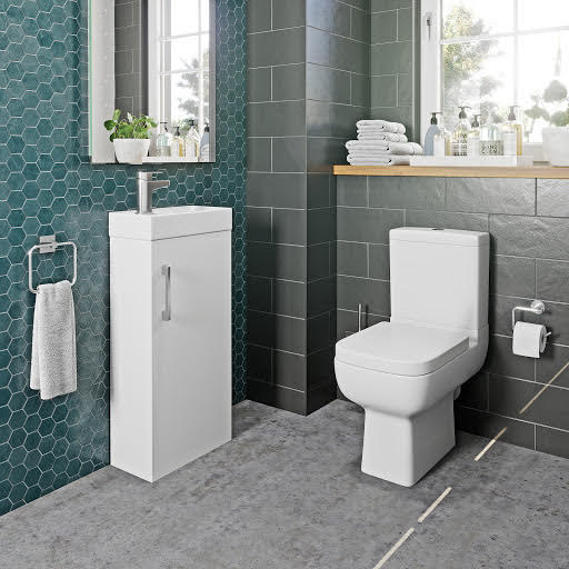 Amelie Close Coupled Toilet & Artis Breeze Vanity Unit 400mm