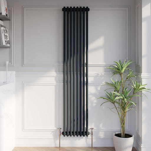 Park Lane Traditional Vertical Colosseum Double Bar Column Radiator Anthracite - 1800 x 380mm
