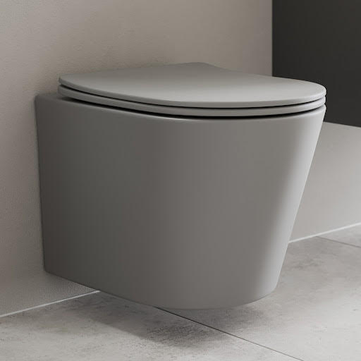 Affine Slim Soft Close D-Shape Toilet Seat - Top Fix Grey