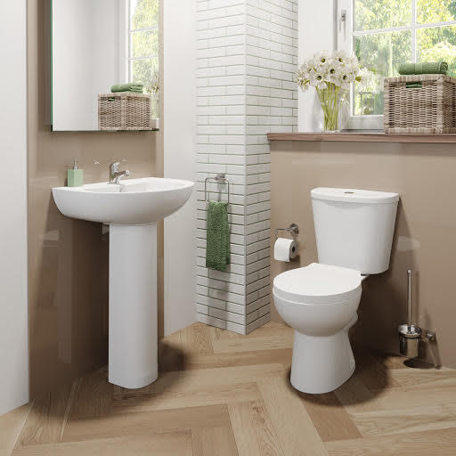 Essentials Modern Toilet and Bathroom Sink Cloakroom Bathroom Suite