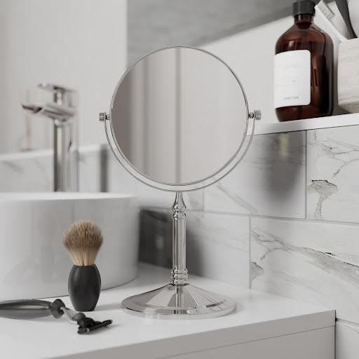 Vale Designs Free Standing Round Shaving Mirror 6" - Chrome
