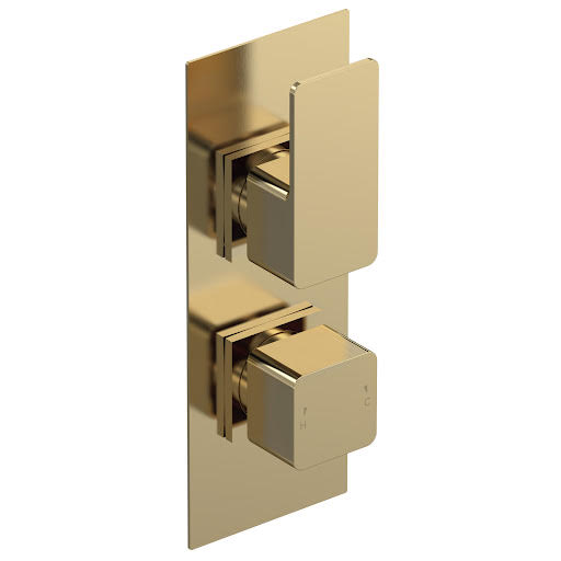 Aquari Quadro Concealed Thermostatic Shower Valve - Brass, Twin Outlet