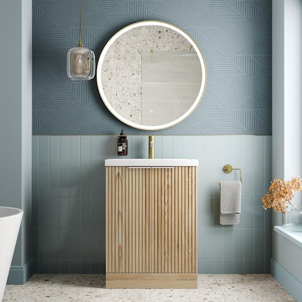 Artis Fluted Freestanding Wood Vanity Unit - 600mm