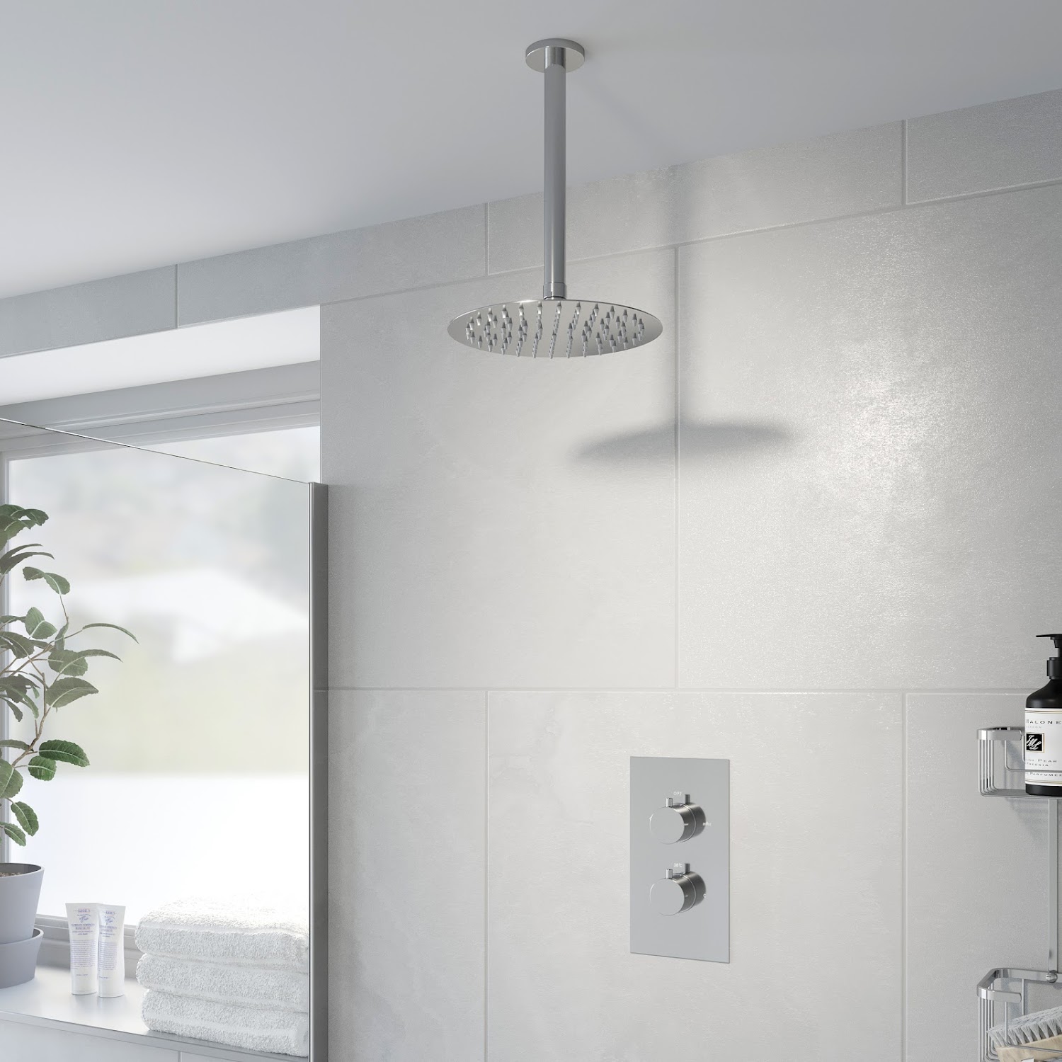 Thermostatic Concealed Round Shower Ceiling Mounted Drencher Shower Head Chrome eBay