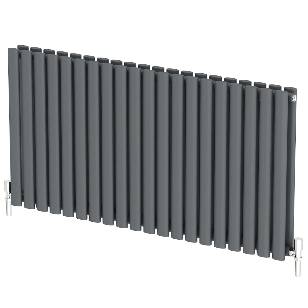 Anthracite Designer Radiator Horizontal Oval Column Double Panel Rad
