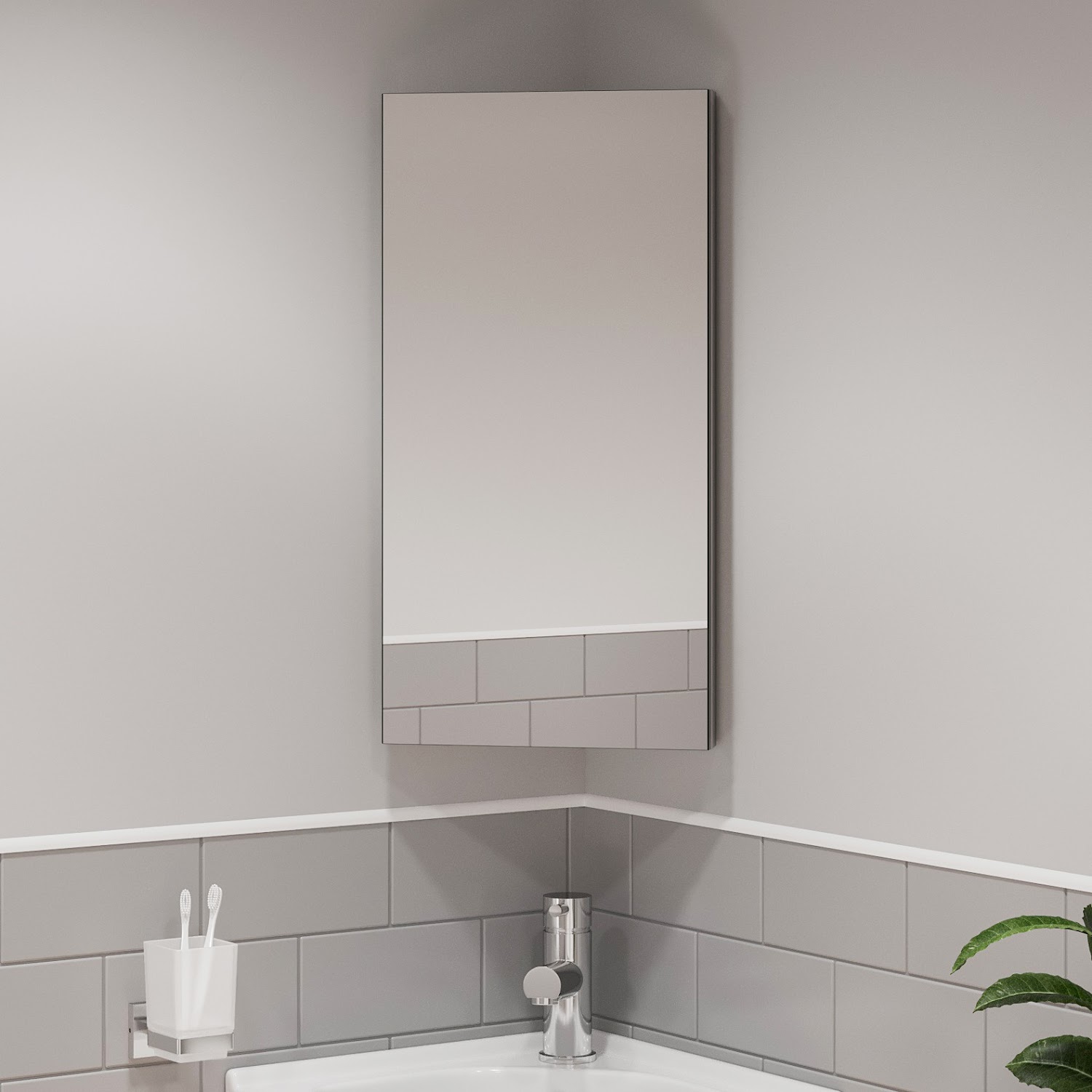 Single Door Corner Bathroom Mirror Cabinet Cupboard Stainless Steel Wall Mounted Ebay