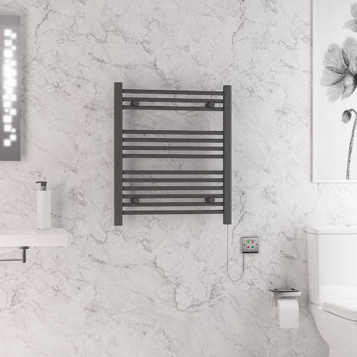 Solaro Biava Dry Element 700 x 600mm Electric Heated Towel Radiator - Matt Anthracite