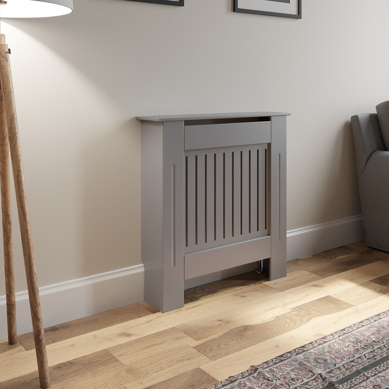 Grey Radiator Cover Grill Shelf MDF Wood Modern Traditional