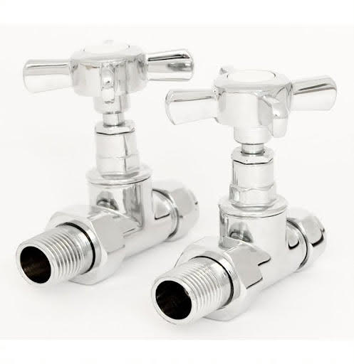 Towelrads Traditional Cross Head Straight Radiator Valve - Chrome