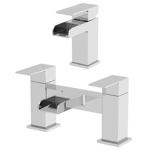 Architeckt Dakota Basin Mixer Waterfall Tap and Bath Mixer Waterfall Tap Set