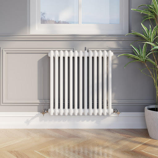 Park Lane Traditional Colosseum Double Bar Column Radiator White 600 x 605mm