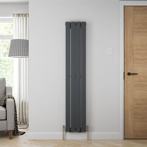 Essentials 1600 x 300mm Single Flat Panel Vertical Designer Radiator - Anthracite