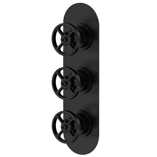 Hudson Reed Revolution Concealed Shower Valve with Diverter - Black, Triple Outlet