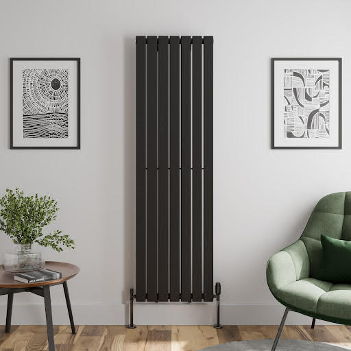 DuraTherm Vertical Single Flat Panel Designer Radiator - 1800 x 530mm Black