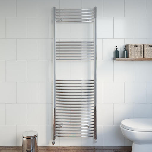 DuraTherm Curved Heated Towel Radiator Chrome - 1800 x 600mm