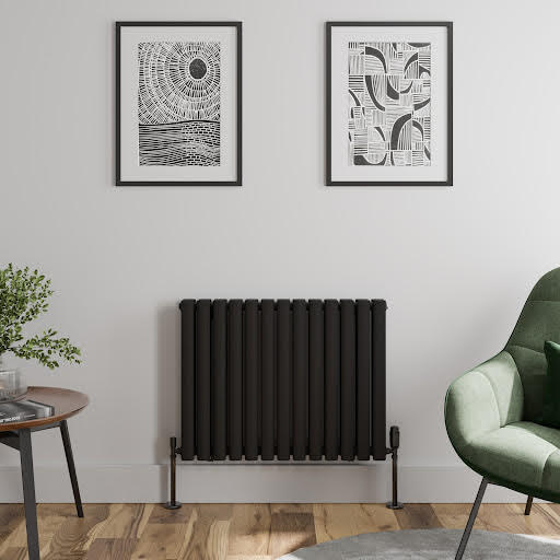 DuraTherm Horizontal Oval Tube Double Panel Designer Radiator - 600 x 780mm Black