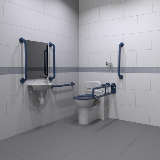 Nymas NymaPRO Back to Wall Doc M Toilet Pack with Dark Blue Concealed Fixings Grab Rails DM800KC/DB