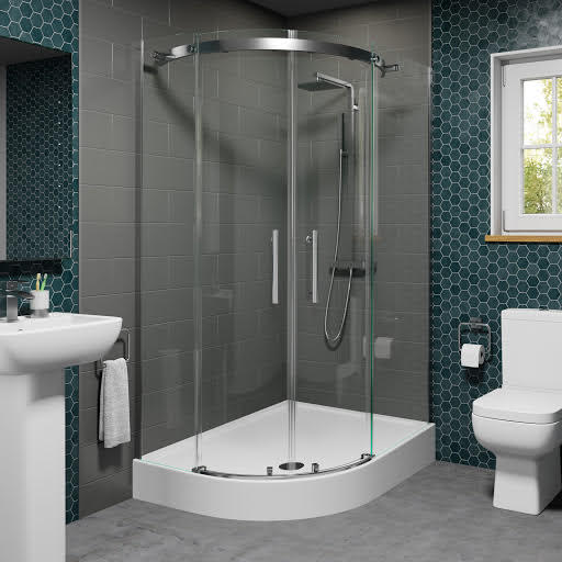 Diamond Frameless Offset Quadrant Shower Enclosure 1200 x 900mm with Raised Tray Left Entry 8mm