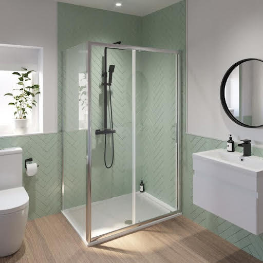 Luxura Sliding Shower Enclosure 1400 x 900mm with Tray - 6mm