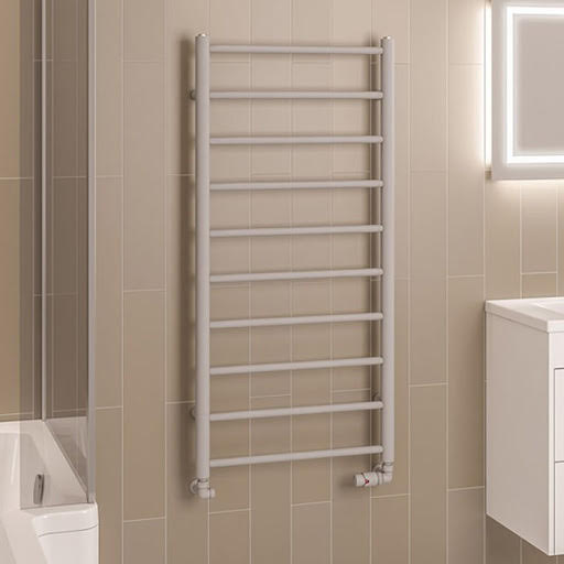 Solaro Tuscan Round Bar 1200 x 600mm Heated Towel Radiator - Matt Grey