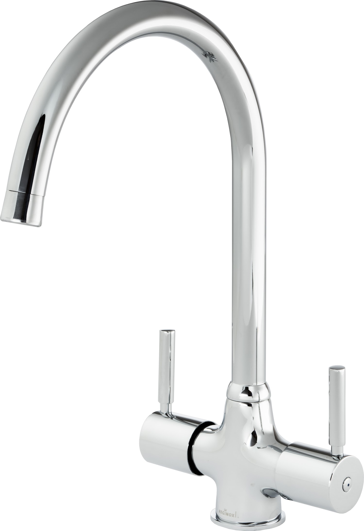 Reginox Kitchen Sink Tap Chrome Swan Neck Swivel Spout Mixer Taps Dual