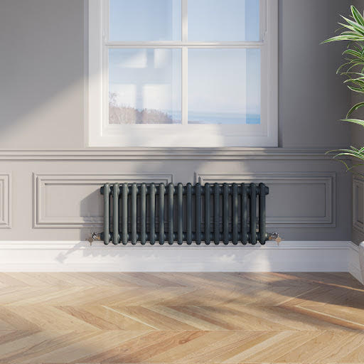 Park Lane Traditional Colosseum Double Bar Column Radiator Anthracite 300 x 830mm
