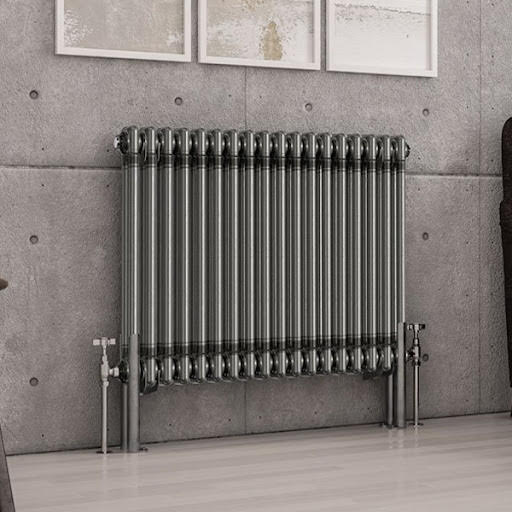 Eastlake Imperia 600 x 830mm Traditional 2 Column Radiator - Bare Metal