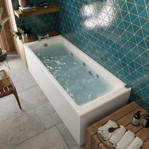 Vitura Square Whirlpool Bath with 6 Jets - Single Ended 1500 x 700mm