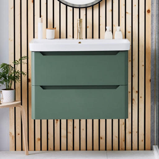 Scudo Ella Green Wall Hung Vanity Unit with Basin 800mm