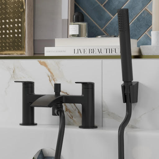 Merano Vasto Bath Shower Mixer Tap with Shower Kit Black
