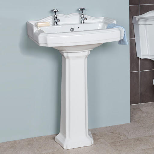 Park Lane Legend Full Pedestal 600mm 2 Tap Hole Bathroom Basin