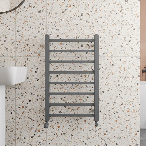 Solaro Square Bar Heated Towel Radiator Anthracite - 800 x 500mm
